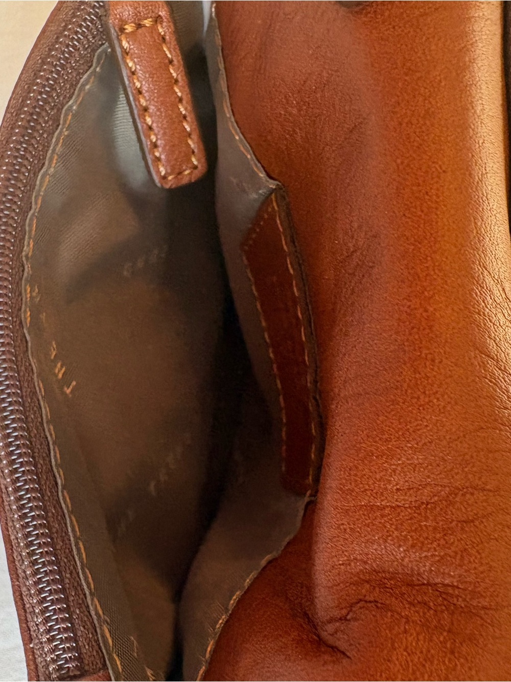 The Trend Italy Genuine Leather Multi-Pocket Organizer Crossbody Bag – Cognac - Picture 8 of 10